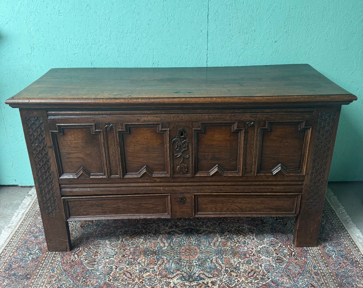 Solid Oak Chest, 18th Century 