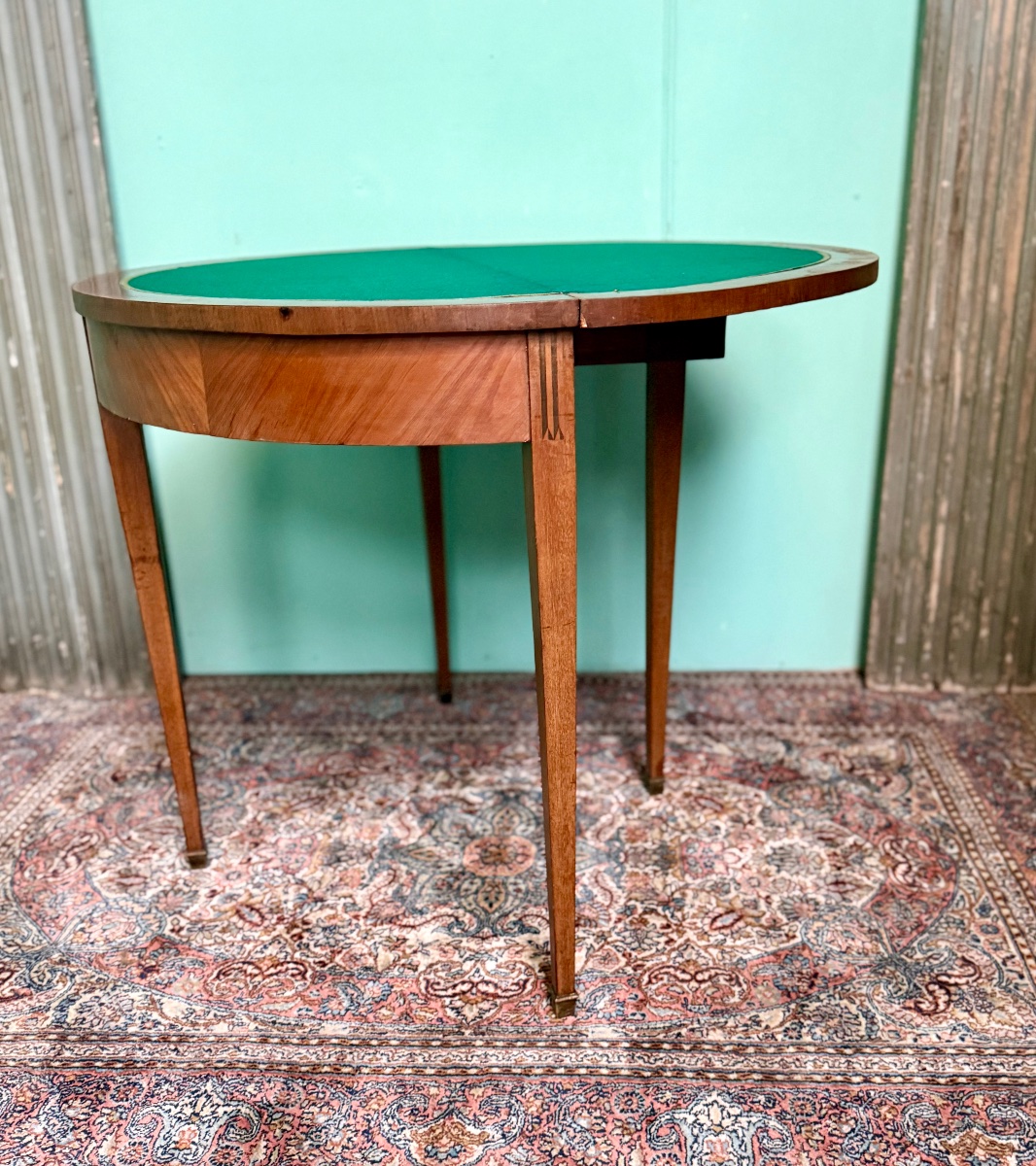 Table à jeu console table demi lune en acajou 19 ème -photo-2