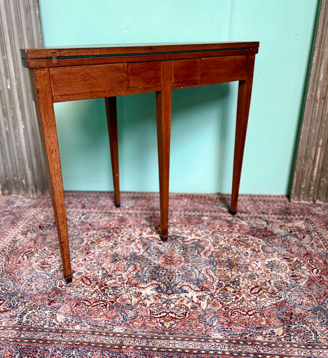 Table à jeu console table demi lune en acajou 19 ème -photo-3