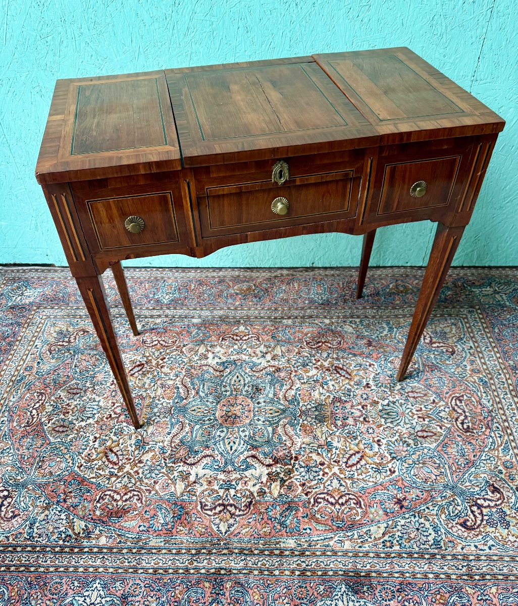Coiffeuse  marquetée d’époque Louis XVI -photo-3