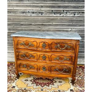 Commode galbée provençale en noyer d’époque louis XV 