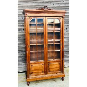 Louis XVI Style Walnut Library Display Case From The 19th Century