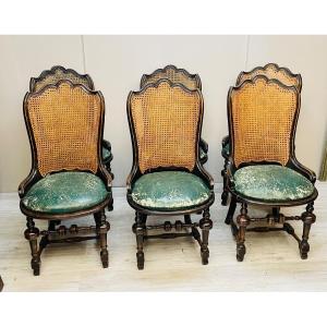 Set Of Six English Chairs With Scrolled Backs