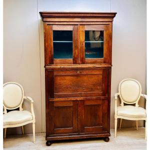 Secretary Forming A 19th Century Oak Display Case 