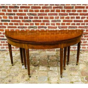 8-foot Half-moon Table In Mahogany, Louis XVI Period 