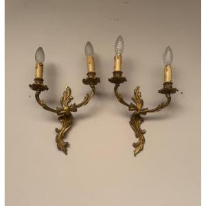 Paire D’appliques En Bronze De Style Louis XV  Vers 1900