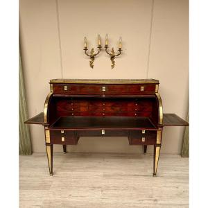 Bureau Cylindre En Acajou D’époque Louis XVI 