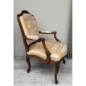 Louis XV Period Carved Walnut Armchair 
