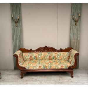 Banquette en acajou d’époque Charles X 