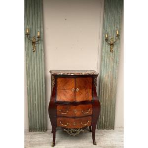 cabinet secrétaire galbé en marqueterie d’époque Napoléon III