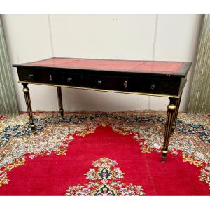 19th-century Louis XVI-style Black Lacquered Desk