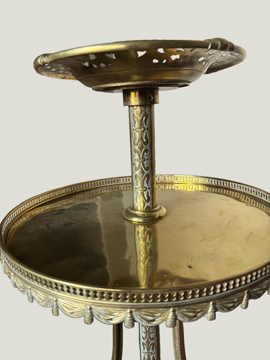 Rare table de fumeur en laiton 19 ème-photo-3