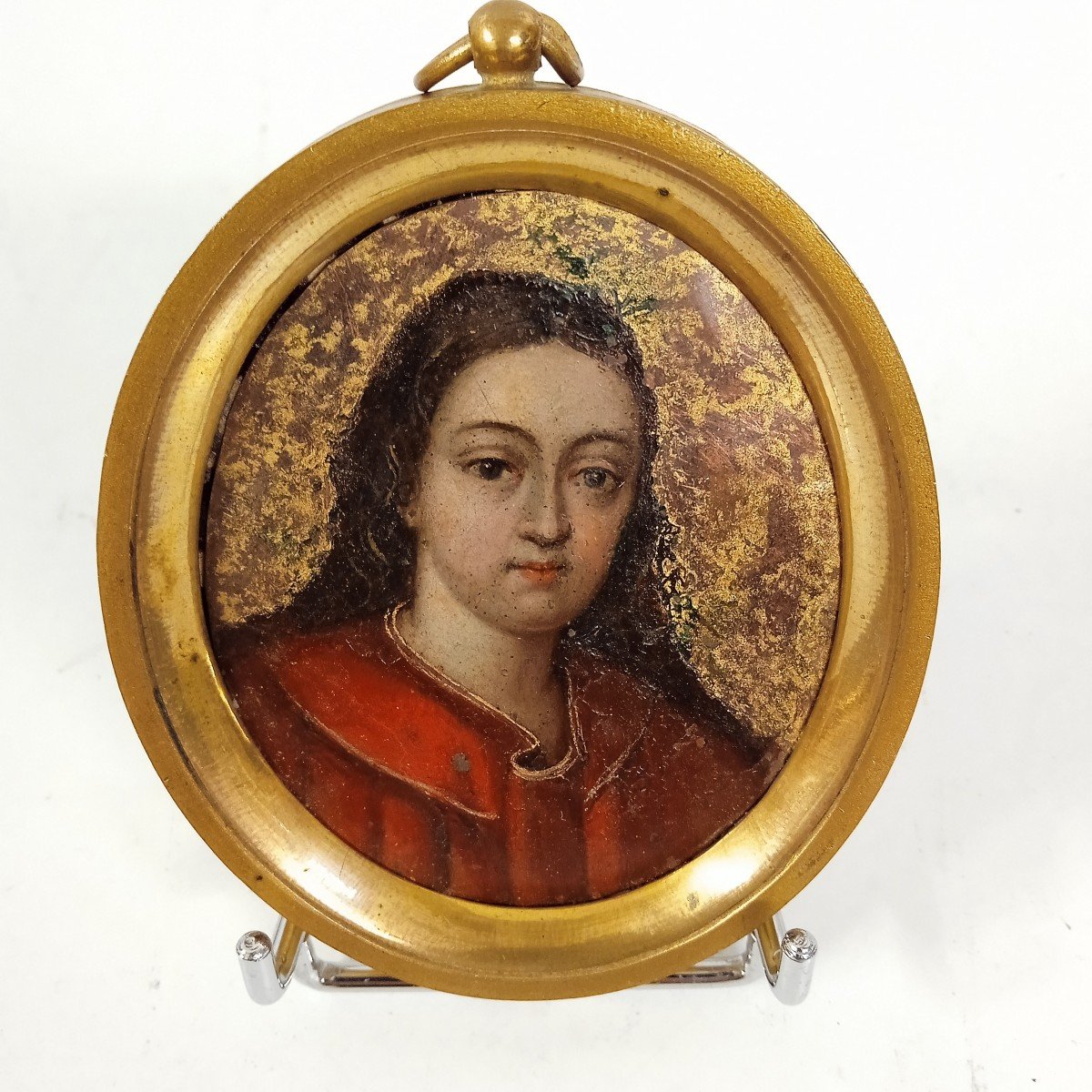 Miniature Portrait De Femme Sur Cuivre époque XVII