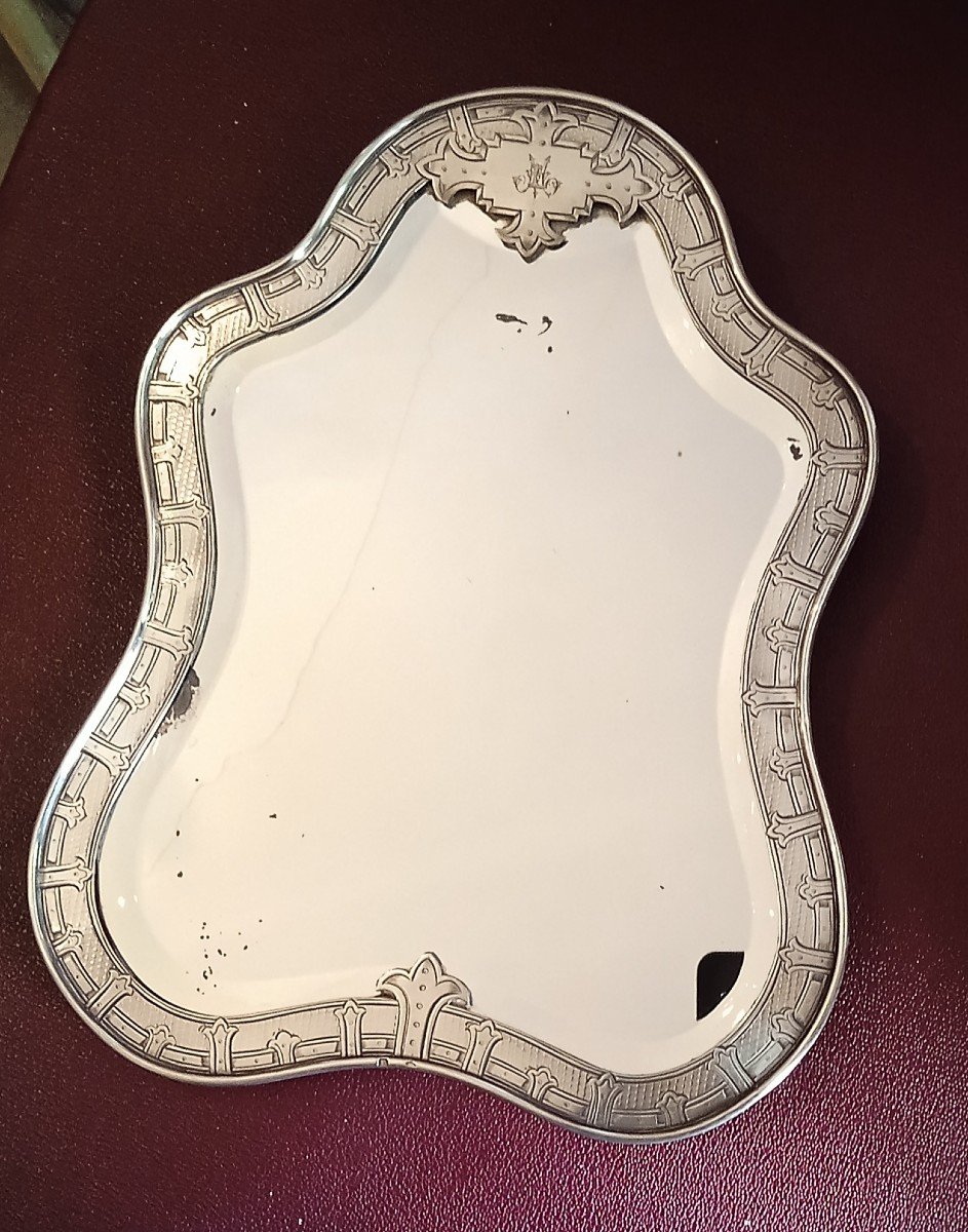 Petit Miroir De Toilette à Poser Argent XIX-photo-2