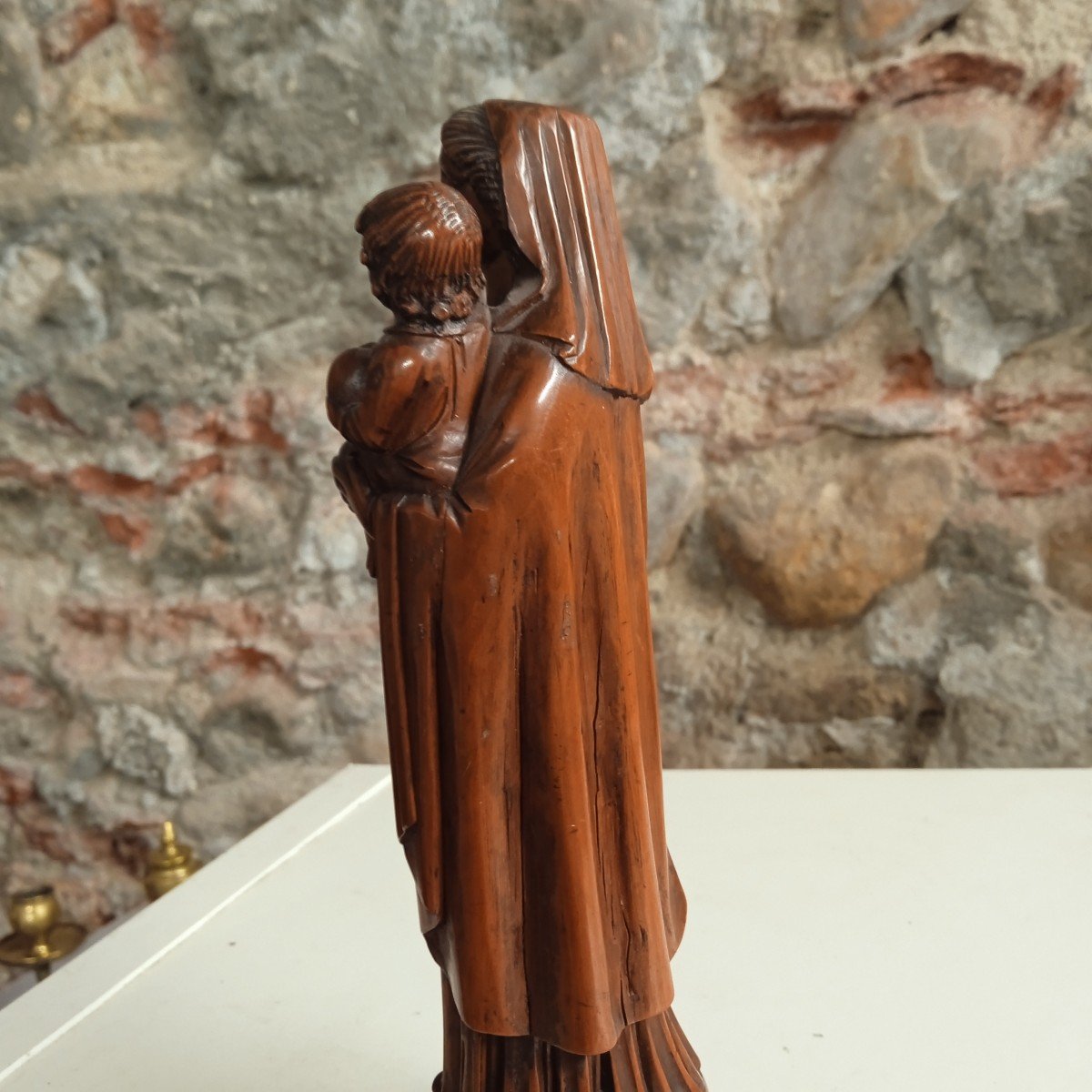Vierge à L Enfant XVIII En Buis-photo-5