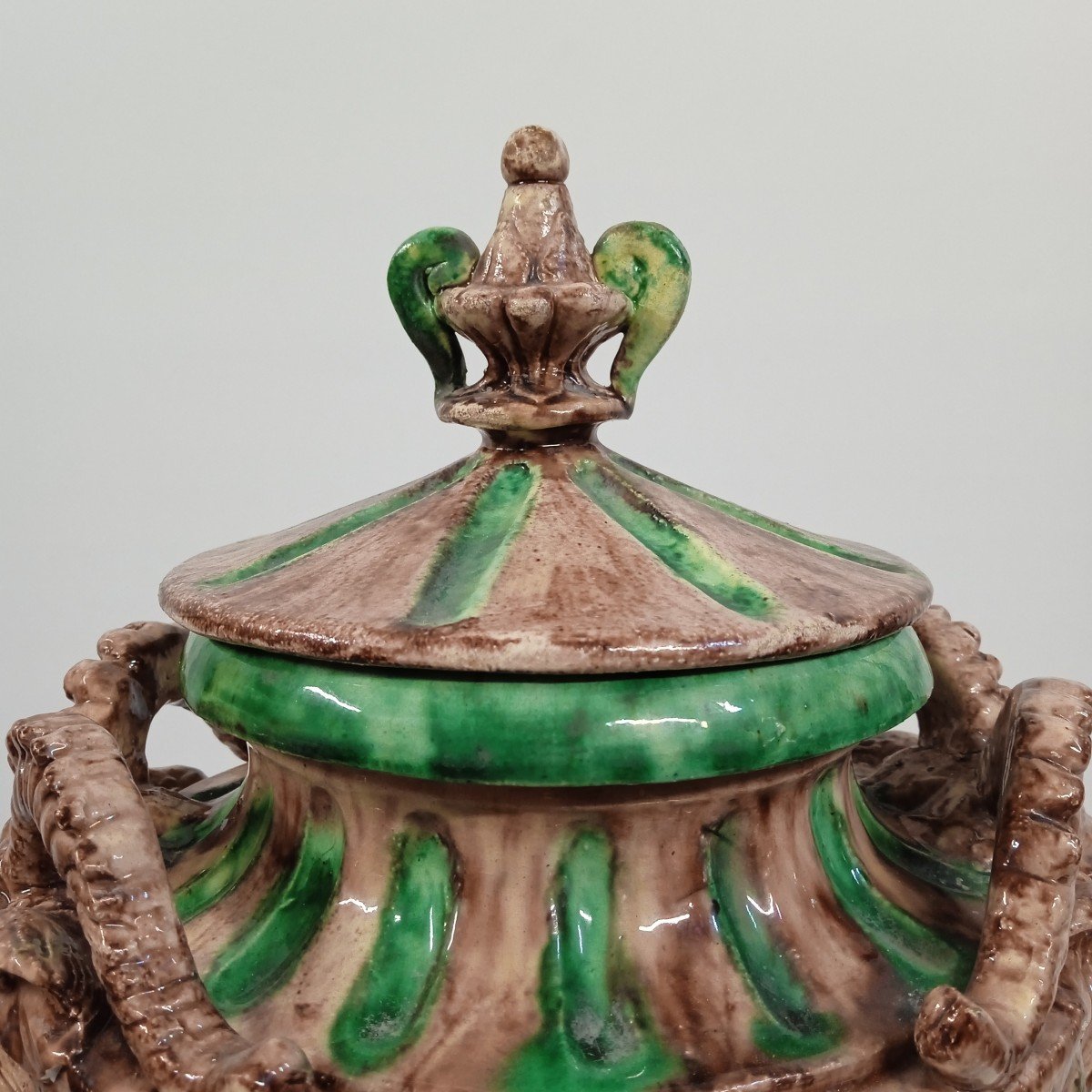 Covered Vase In Earthenware Barbotine D After Clodion XIX-photo-5
