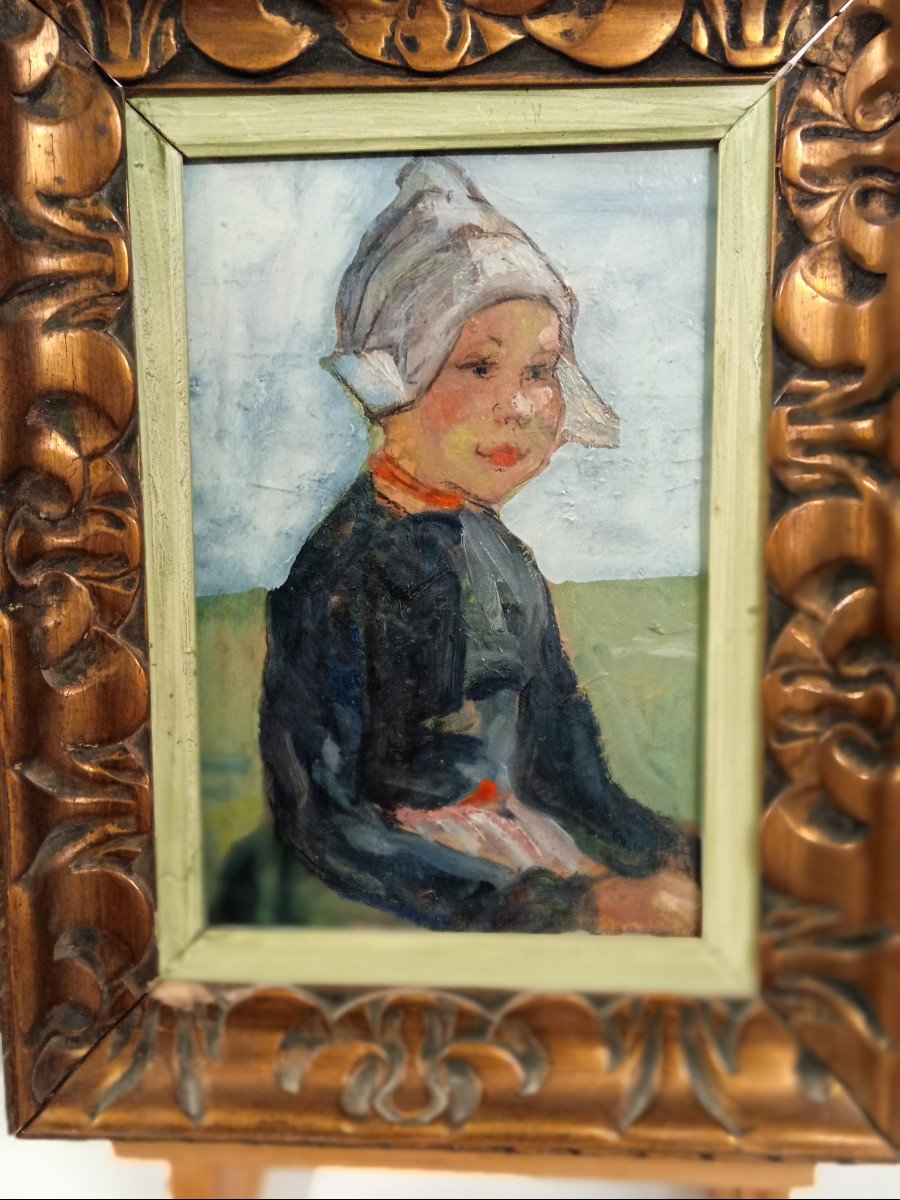 Portrait De Fillette Avec Une Coiffe Hollandaise Début XX-photo-6