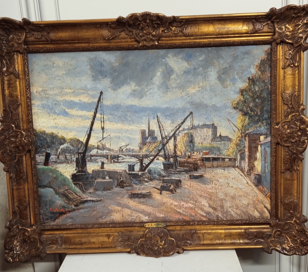Fernand Laval (  1886  1966 ) : Notre Dame De Paris Vue Du Quai De La Rapée