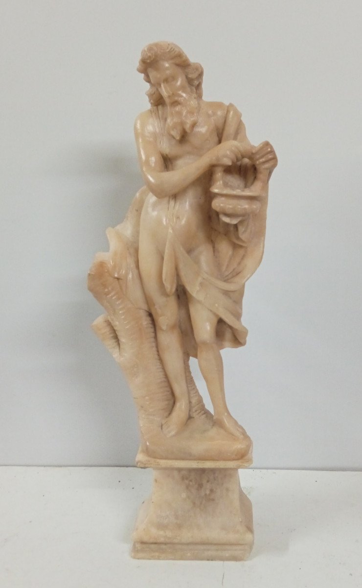 Sculptured Alabaster XVII Period "winter" Italian Work-photo-1