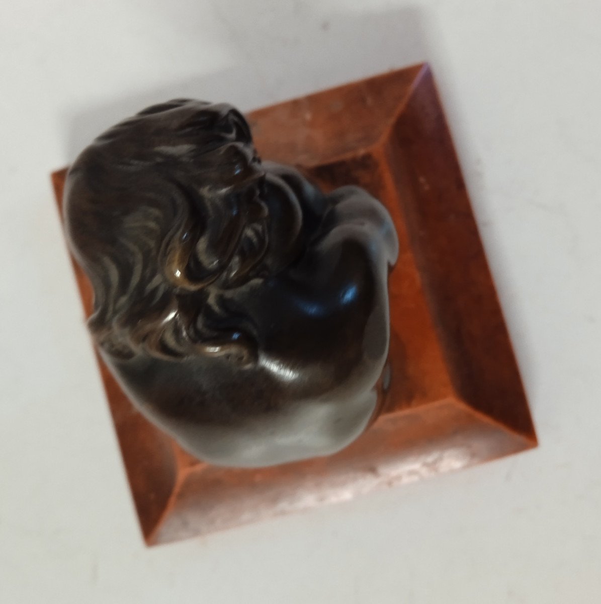 Bronze  "fillette Accroupie " Soclé Marbre époque XIX-photo-2