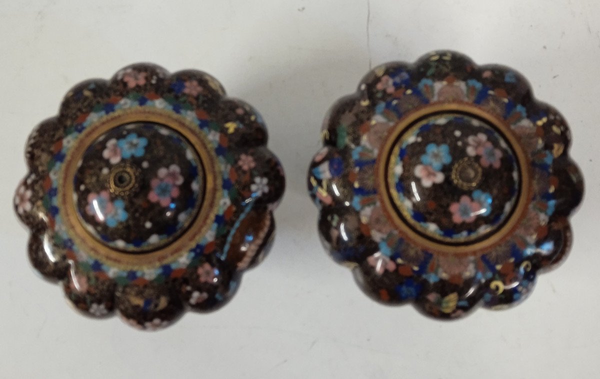 2 Pots Couverts Cloisonnés Fin XIX Japon-photo-3
