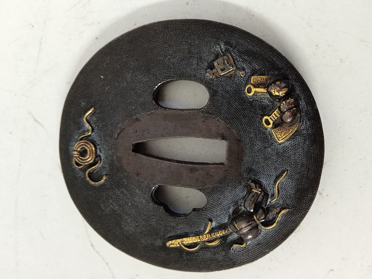 Tsuba En Fer Damasquiné Japon Période Edo (1603  1868 )-photo-5