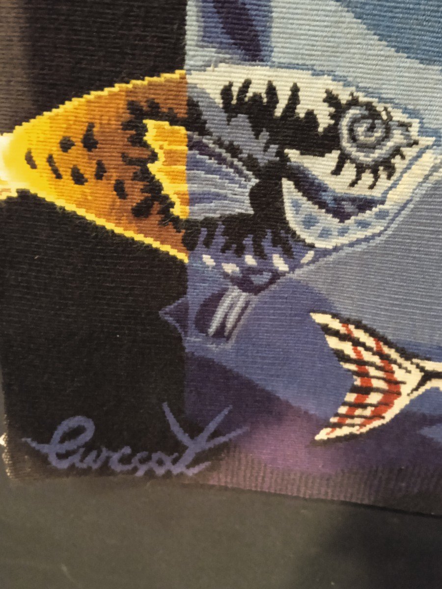 Jean Lurçat  Tapisserie  " Le Brochet  "-photo-3