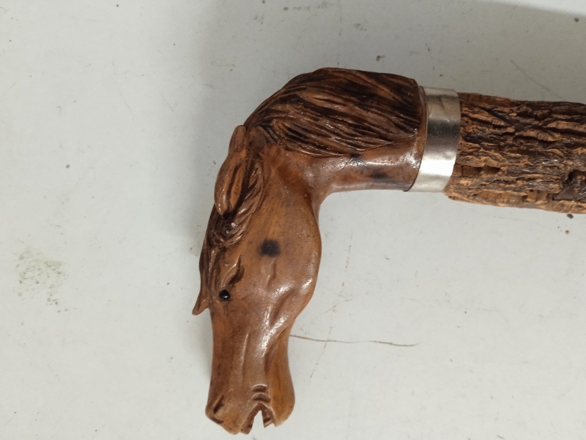 Canne D Art Populaire ; Tête De Cheval-photo-2