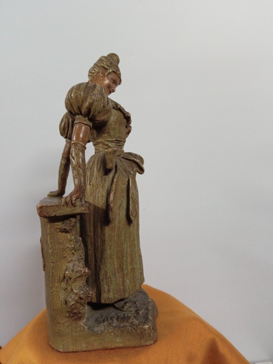 Statuette Goldsheider Friedrich  ( 1845  1897 ) Jeune Femme-photo-3