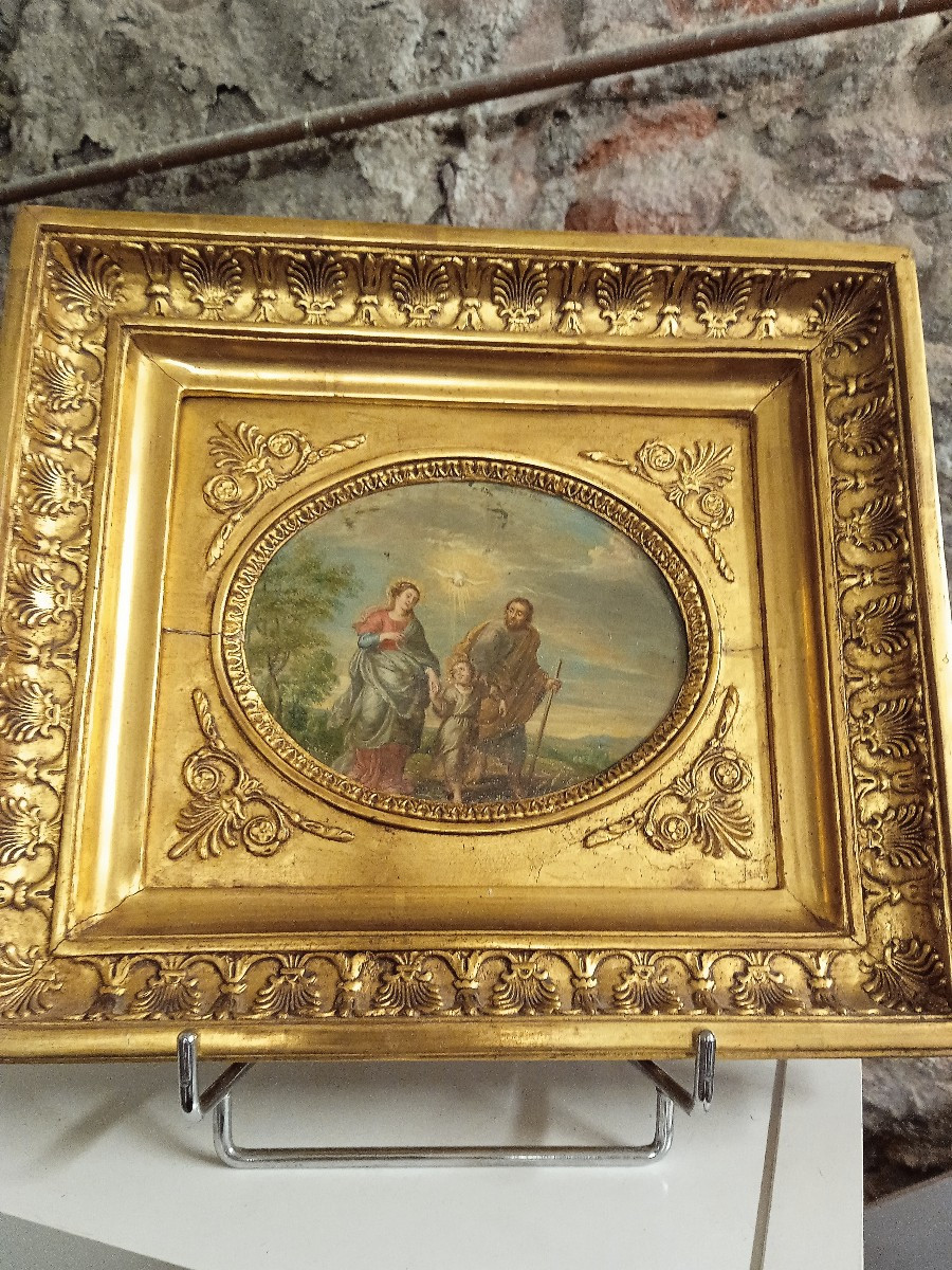 école Flamande Milieu XVII Huile Sur Cuivre  " La Fuite En égypte "