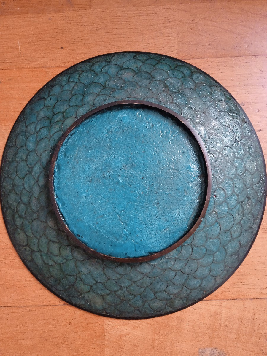 Japanese Cloisonné Dish, Late Meiji Era, Decorated With A Bird Of Paradise-photo-2