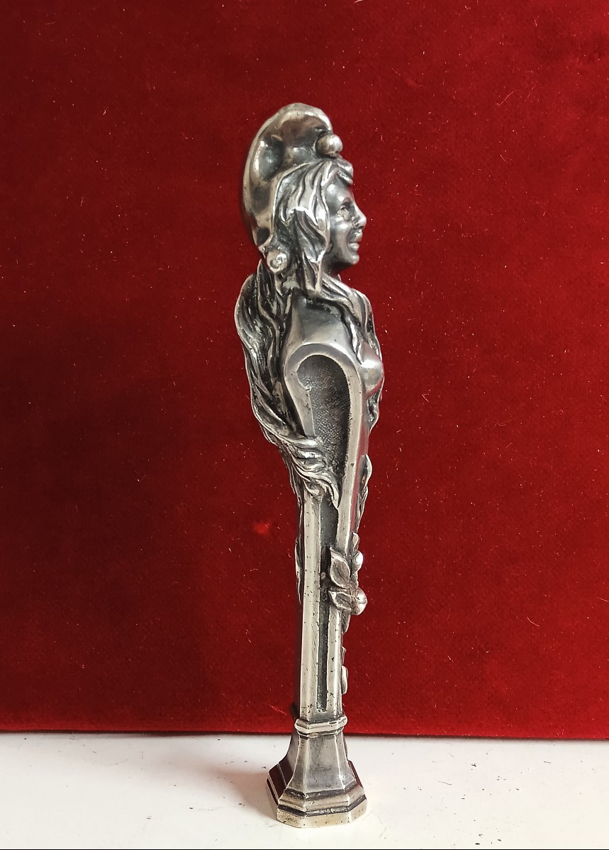 cachet en bronze argenté : " femme lutin "époque 1900-photo-2
