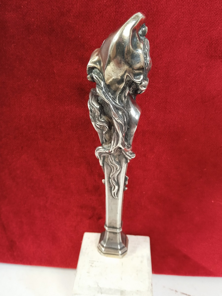 cachet en bronze argenté : " femme lutin "époque 1900-photo-4