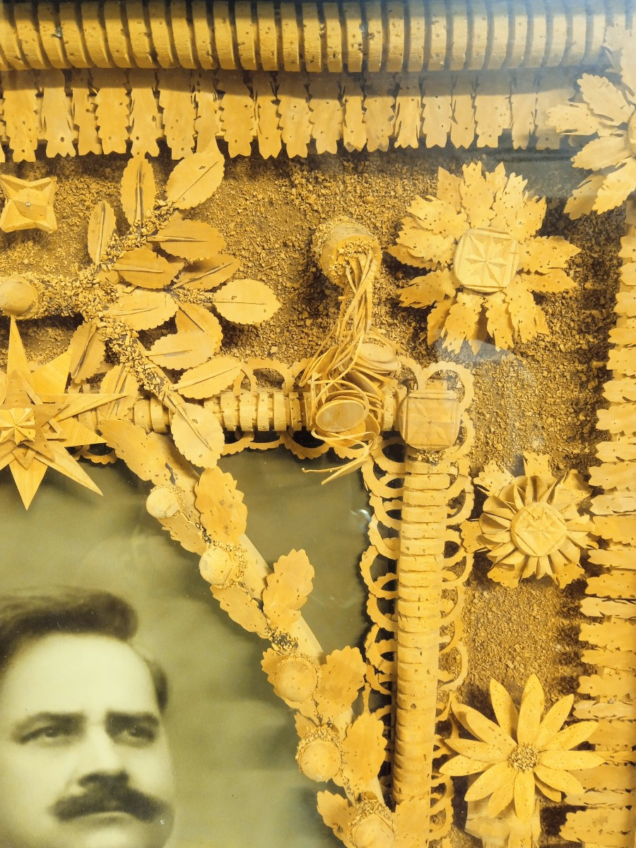 Framing In Honor Of A Cork Maker Folk Work Mid 20 Century-photo-3