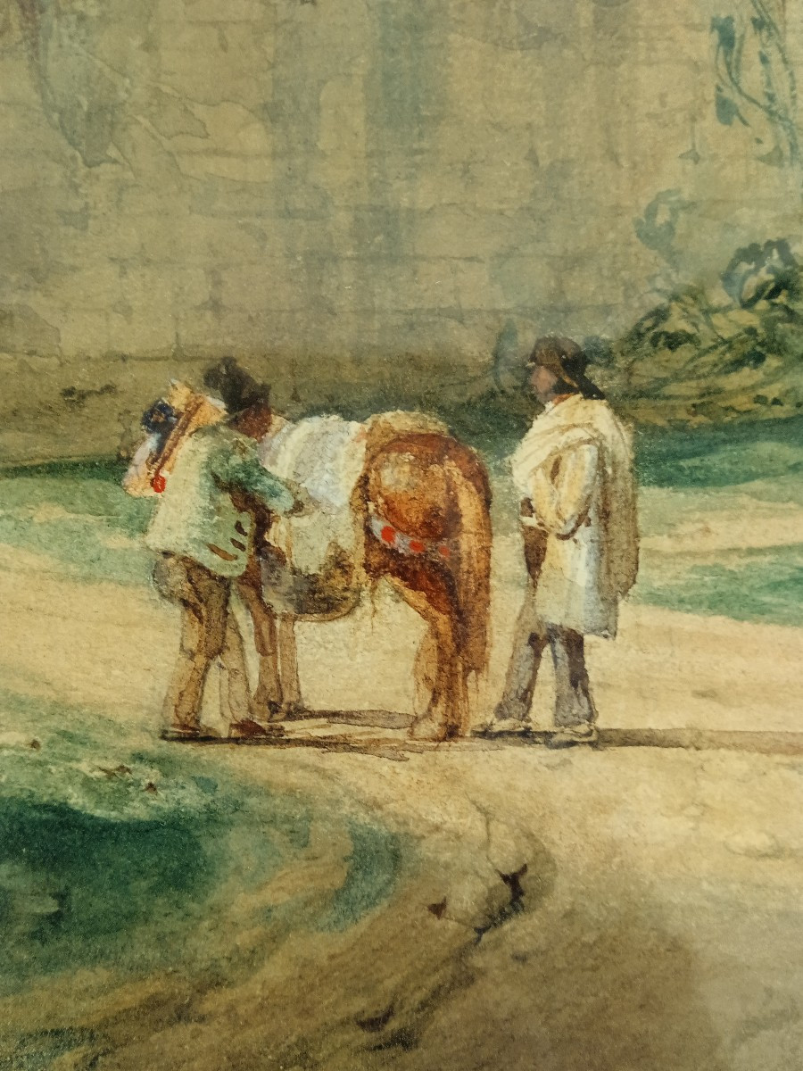 Fouquet Anatole Born In 1793 "watercolor Animated Landscape"-photo-4