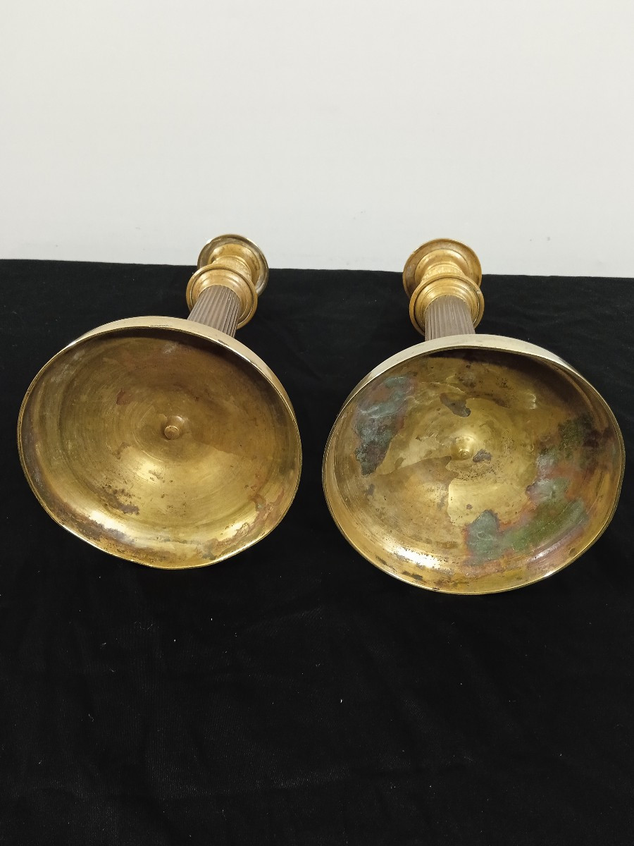 paire de bougeoirs empire bronze doré début XIX-photo-2