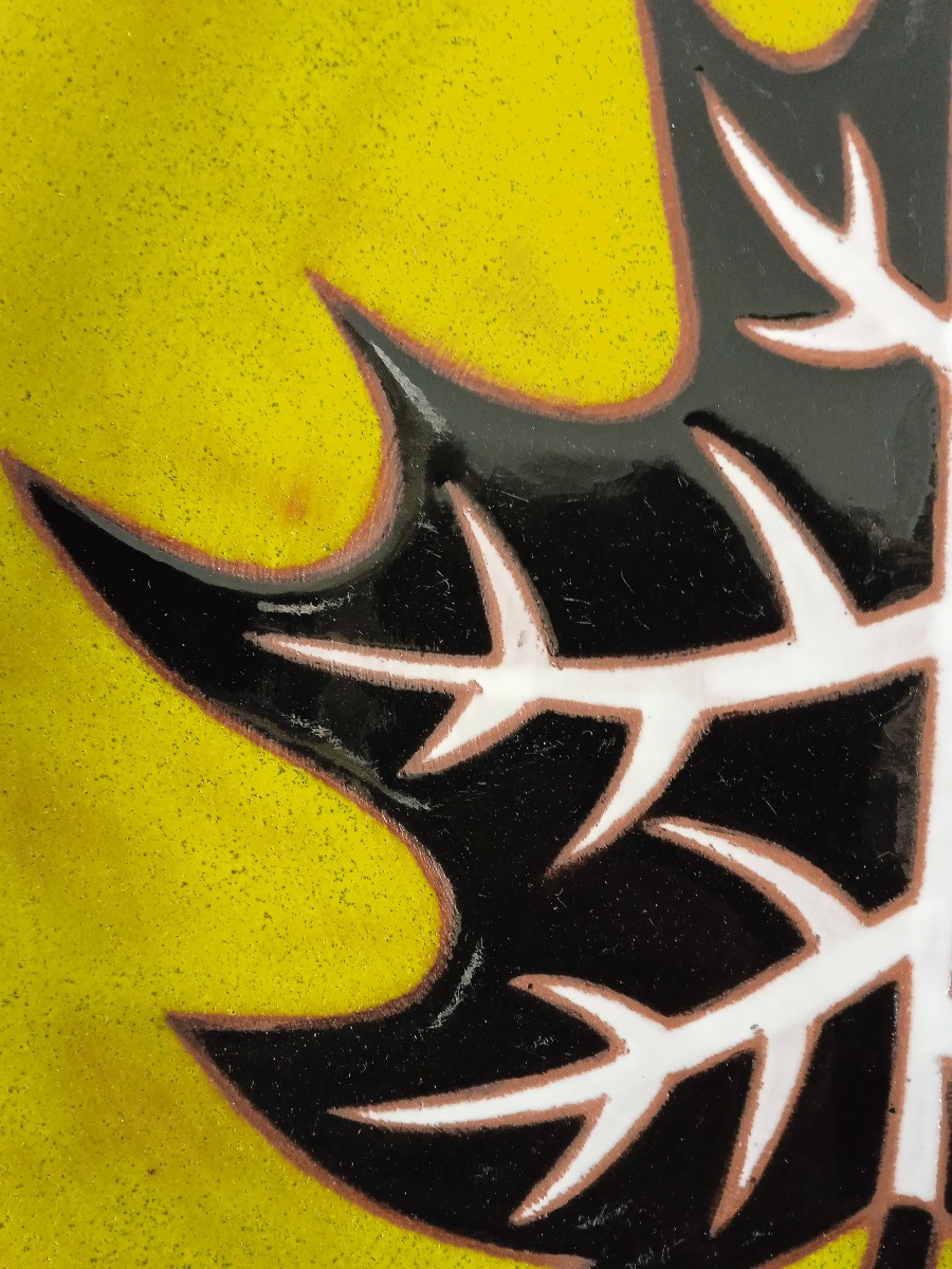 Picart Le Doux (1902-1982) Plate, Black Leaf On An Anise Green Background-photo-1