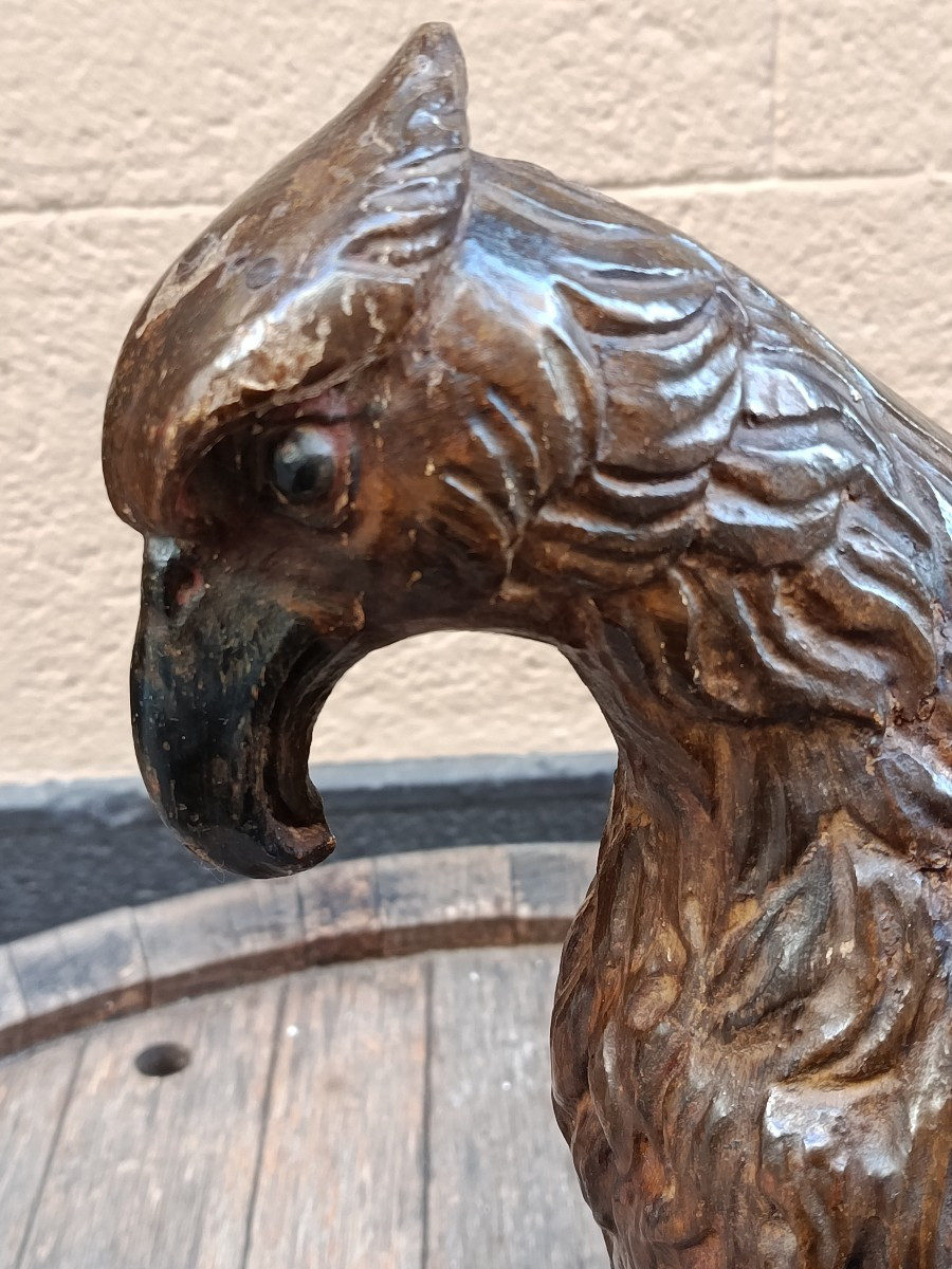 grand aigle en bois polychrome  époque XVII-photo-2