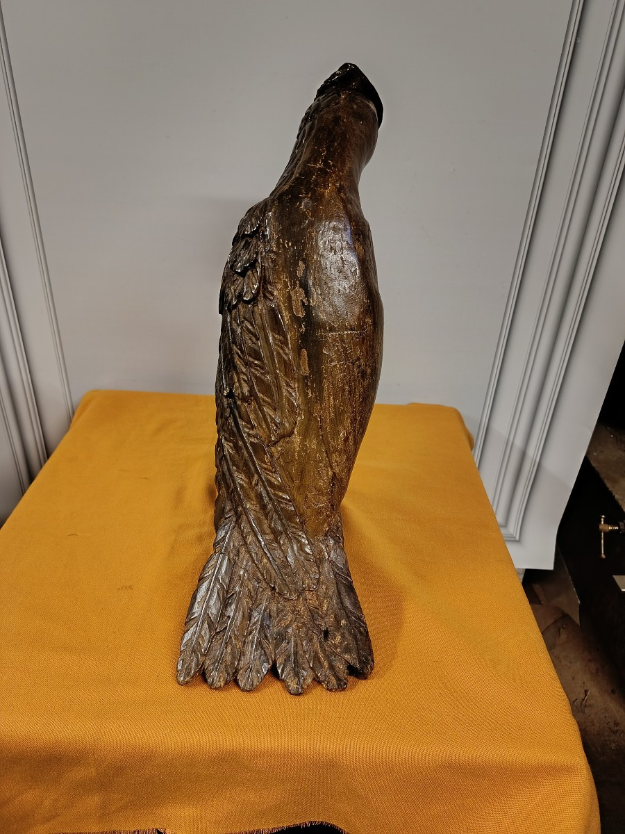 grand aigle en bois polychrome  époque XVII-photo-4