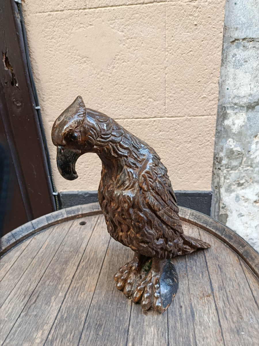 grand aigle en bois polychrome  époque XVII-photo-1