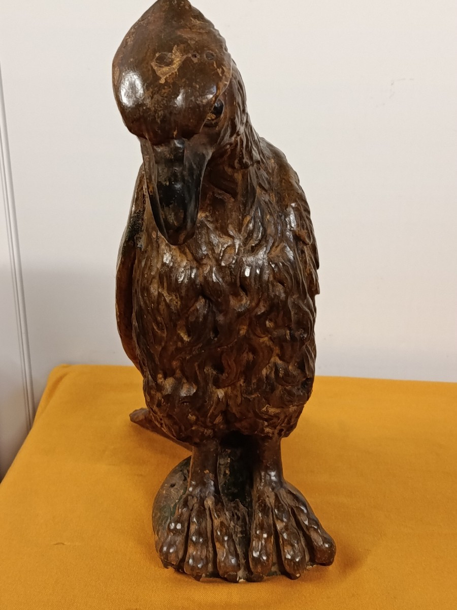 grand aigle en bois polychrome  époque XVII-photo-2