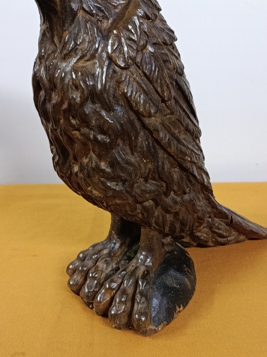 grand aigle en bois polychrome  époque XVII-photo-4