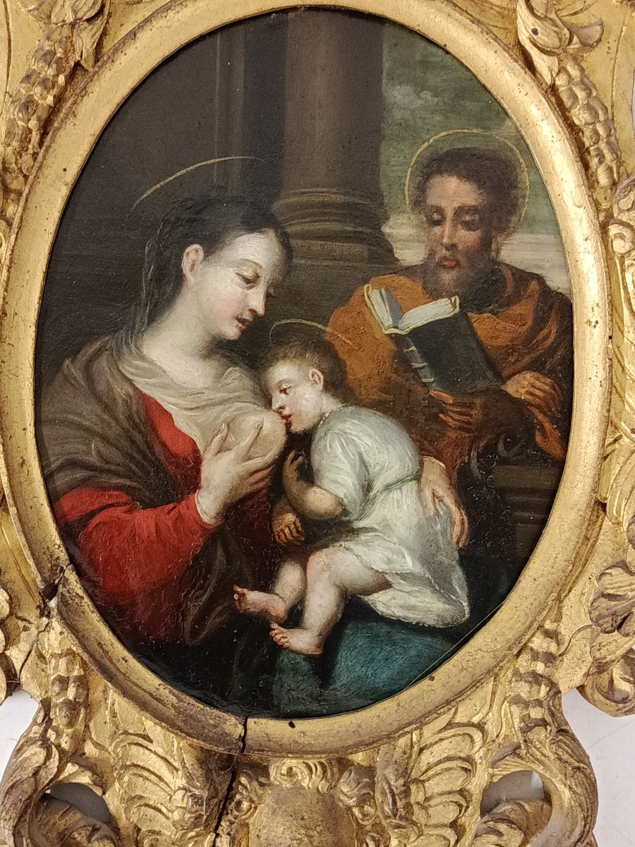 Holy Family With The Virgin Nursing Oil On Copper XVII-photo-4