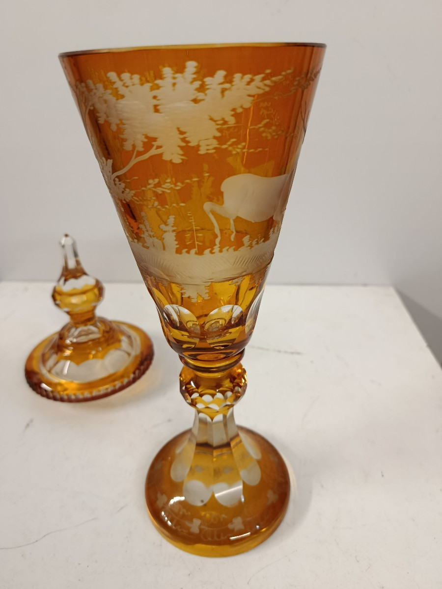 grand drageoir en cristal de bohême début XX-photo-1
