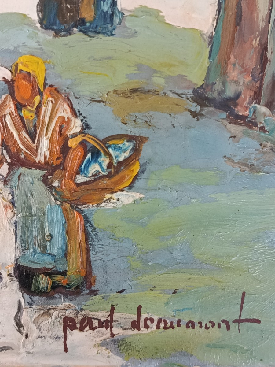 Oil On Cardboard "seascape Of The South"-photo-4