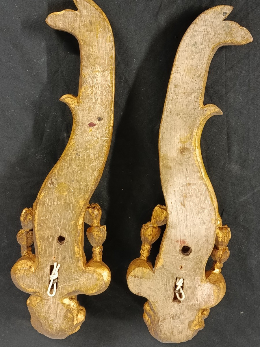 paire de cariatides en bois doré XIX de style XVIII époque XIX-photo-4