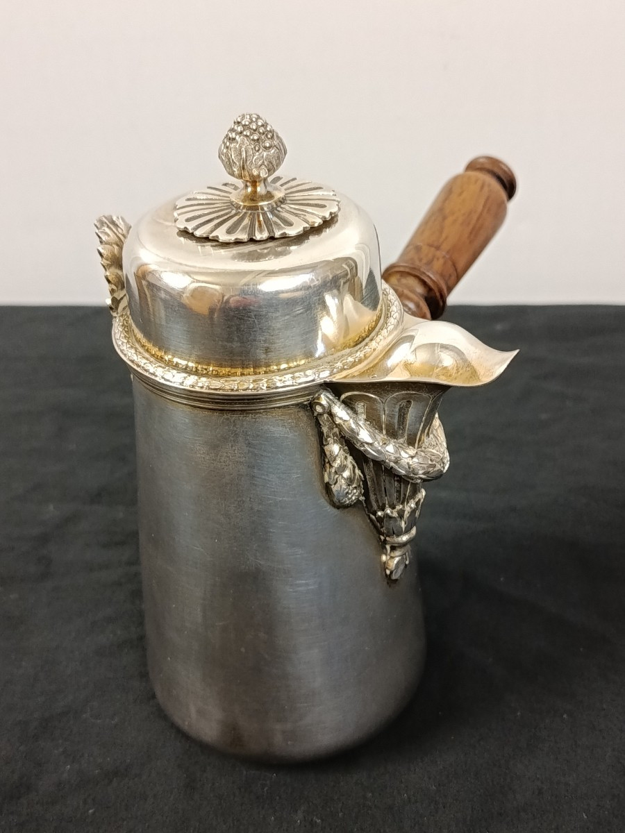 Small Solid Silver Chocolate Pot: Falkenberg Silversmith-photo-2