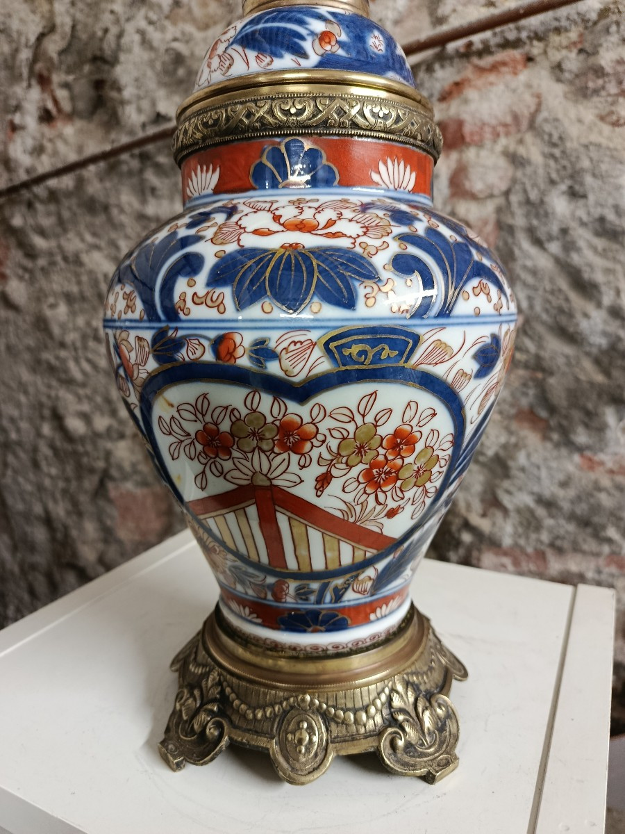 Porcelain Lamp (bayeux) Imari Decoration, 19th Century-photo-4