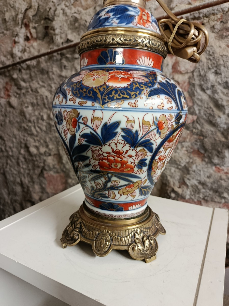 Porcelain Lamp (bayeux) Imari Decoration, 19th Century-photo-1