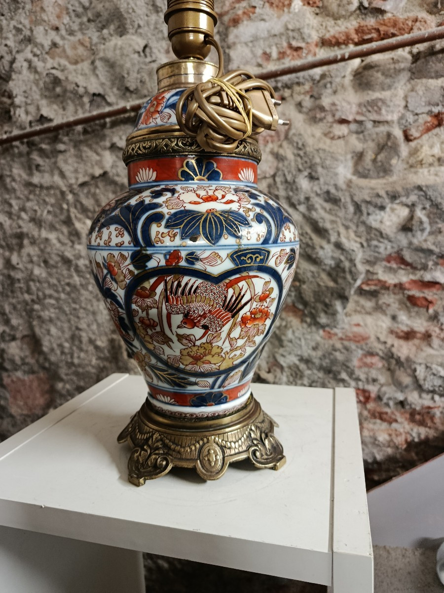 Porcelain Lamp (bayeux) Imari Decoration, 19th Century-photo-2
